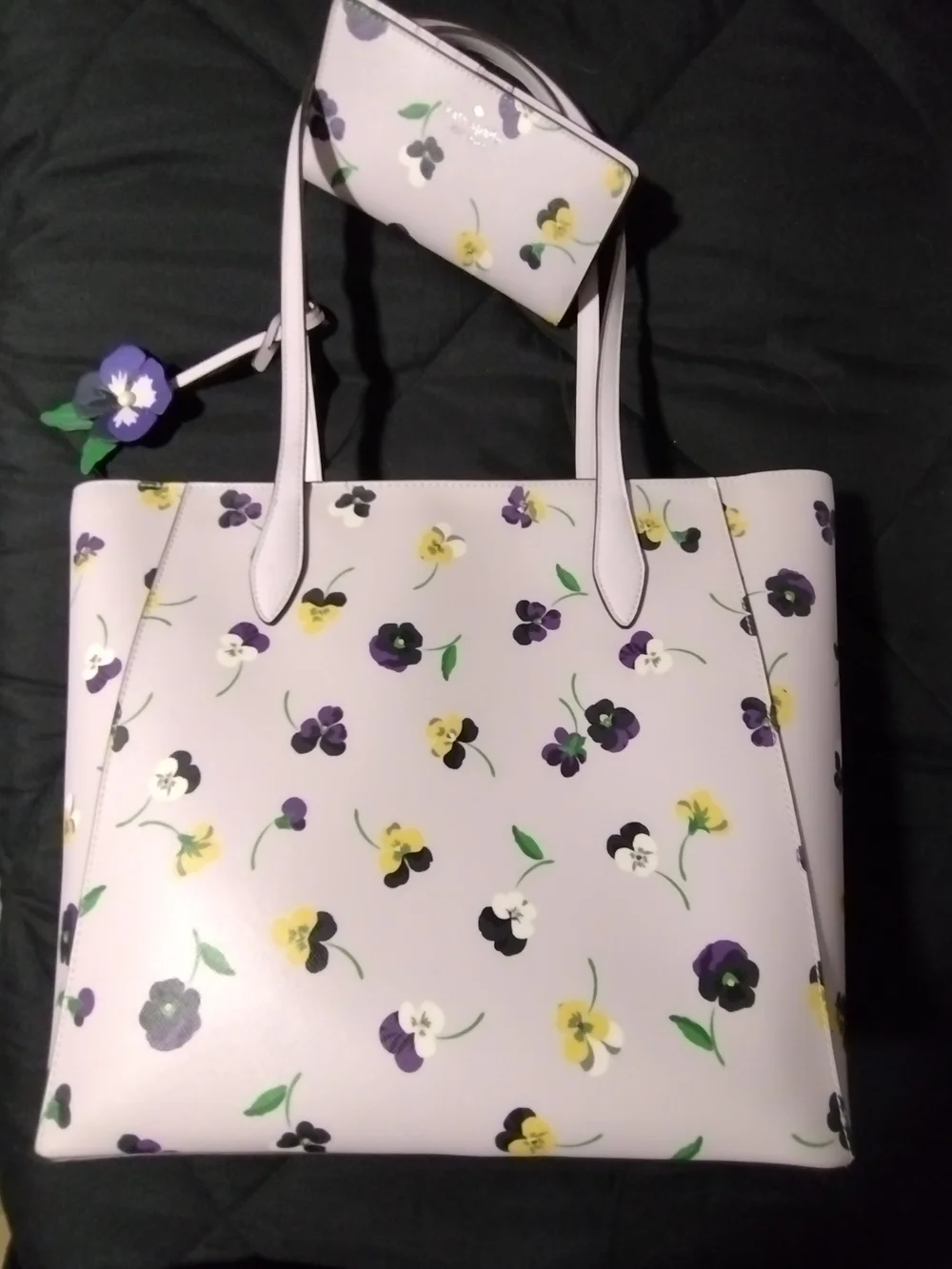 kate spade Lavender Pansy Floral Tote Bag With Matching Wallet